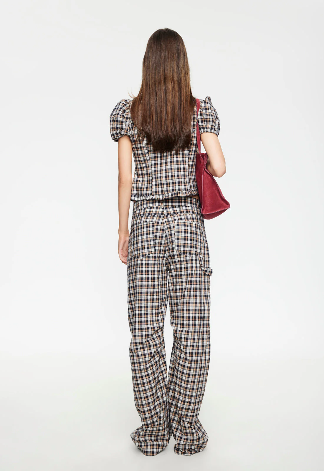 BARDOT TOP - BEIGE TARTAN - Image 4