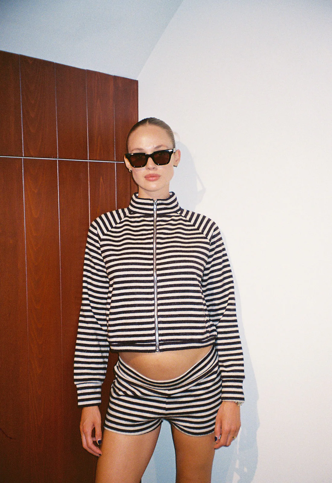 BLOOM KNIT JACKET - BEIGE CHOCOLATE STRIPE - Image 7