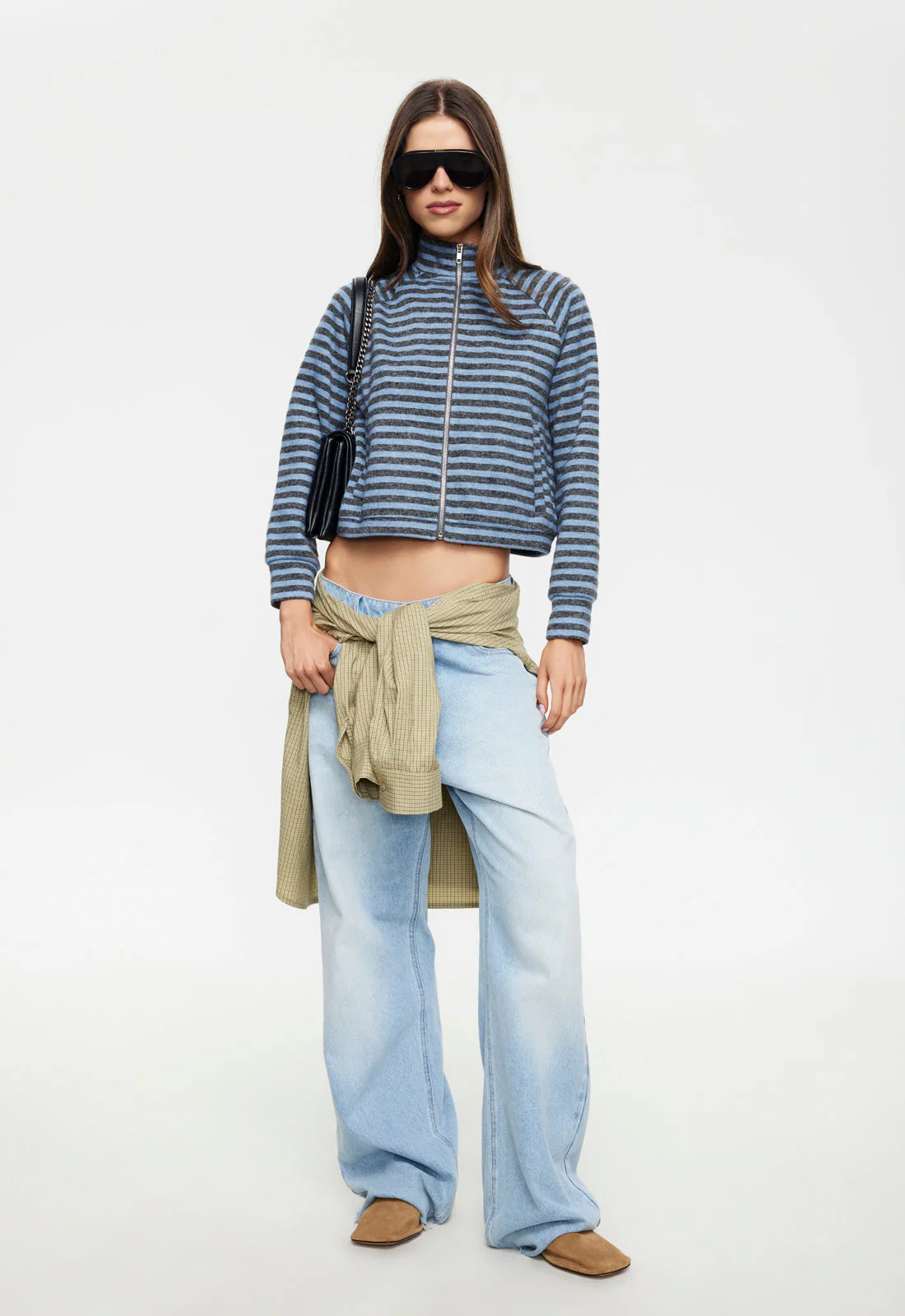 BLOOM KNIT JACKET - GREY BLUE STRIPE - Image 3