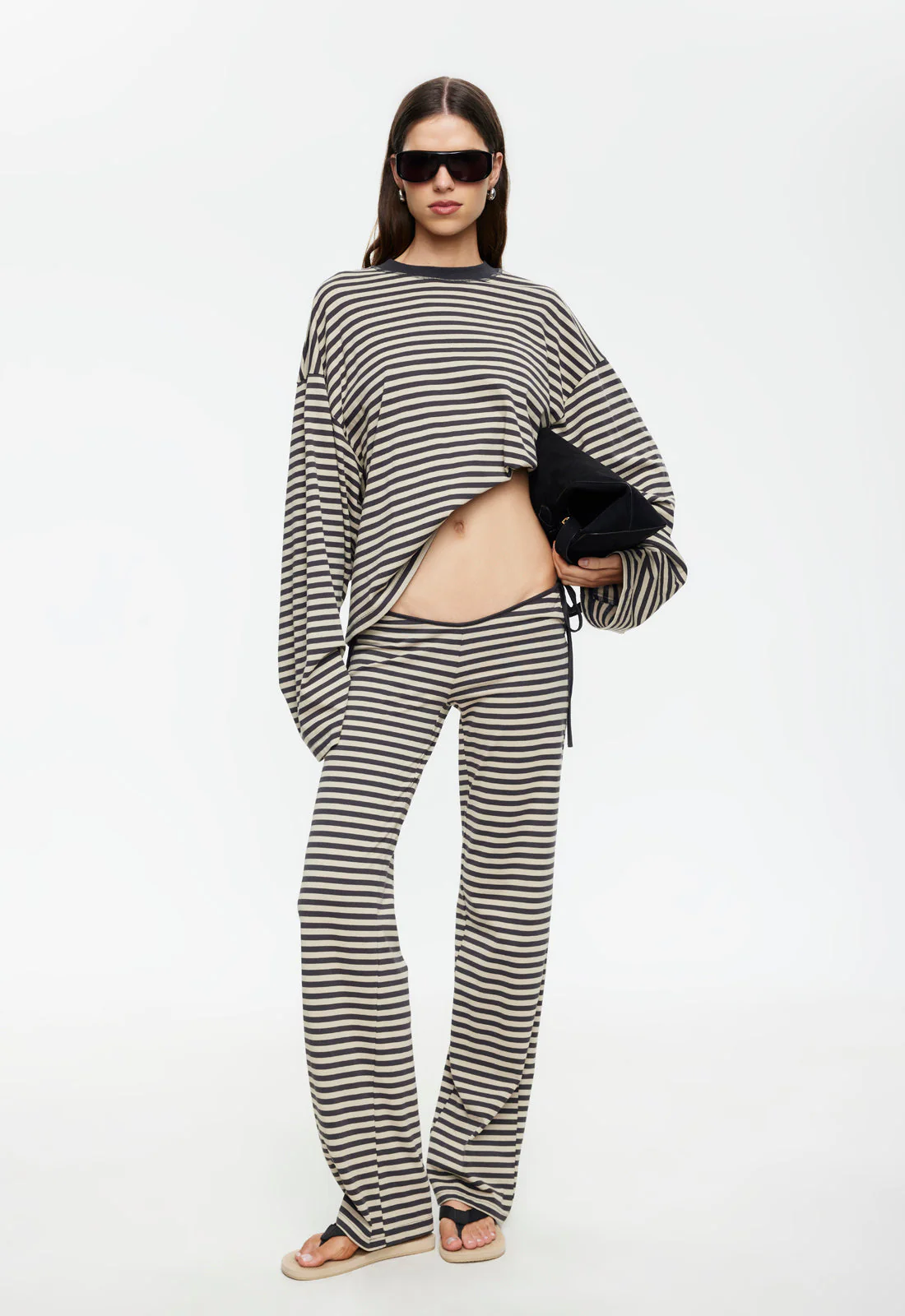 BLOOM TIE PANT - SLATE STRIPE