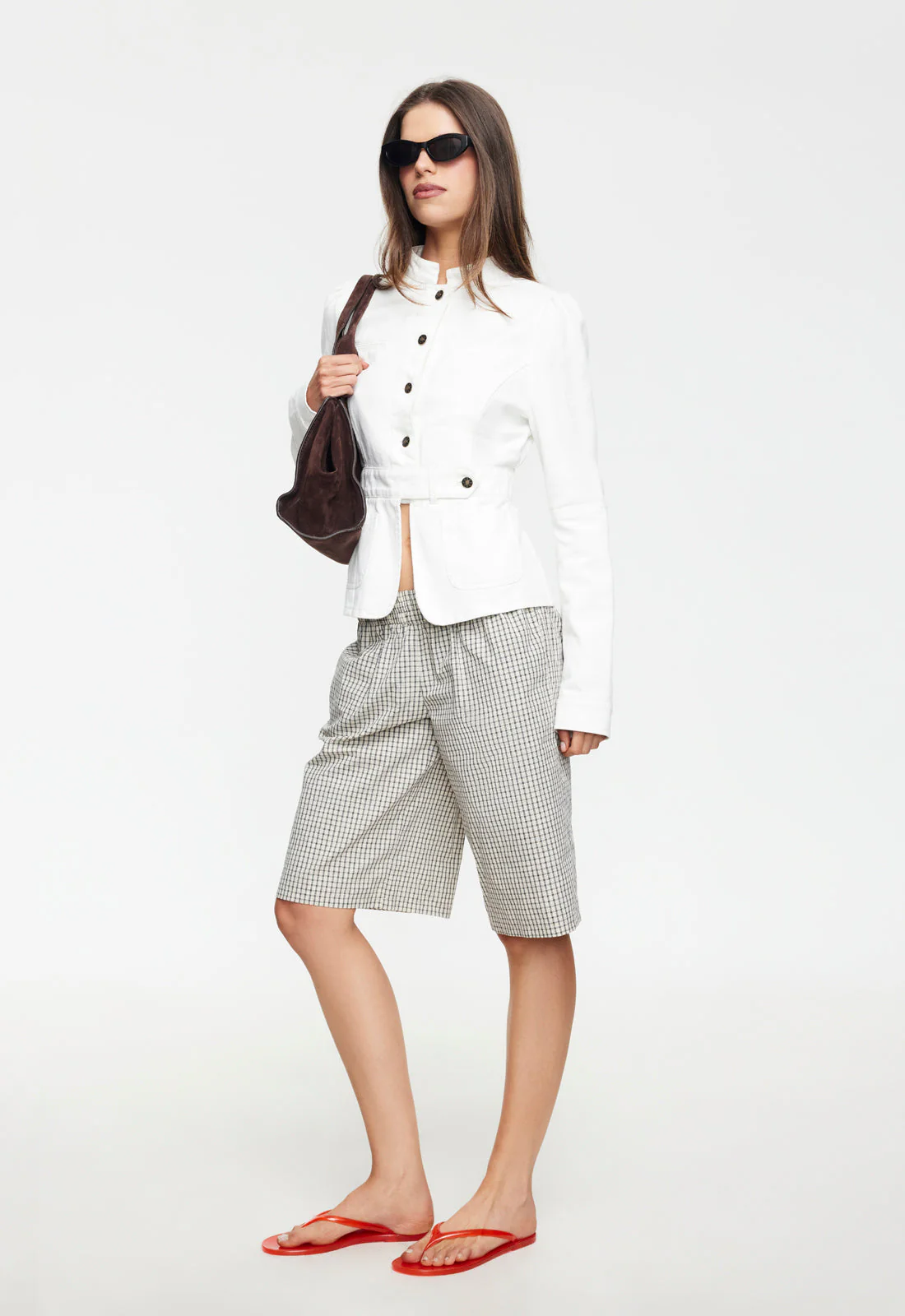 SEVIGNEY LONG SHORT - CREAM CHECK - Image 3
