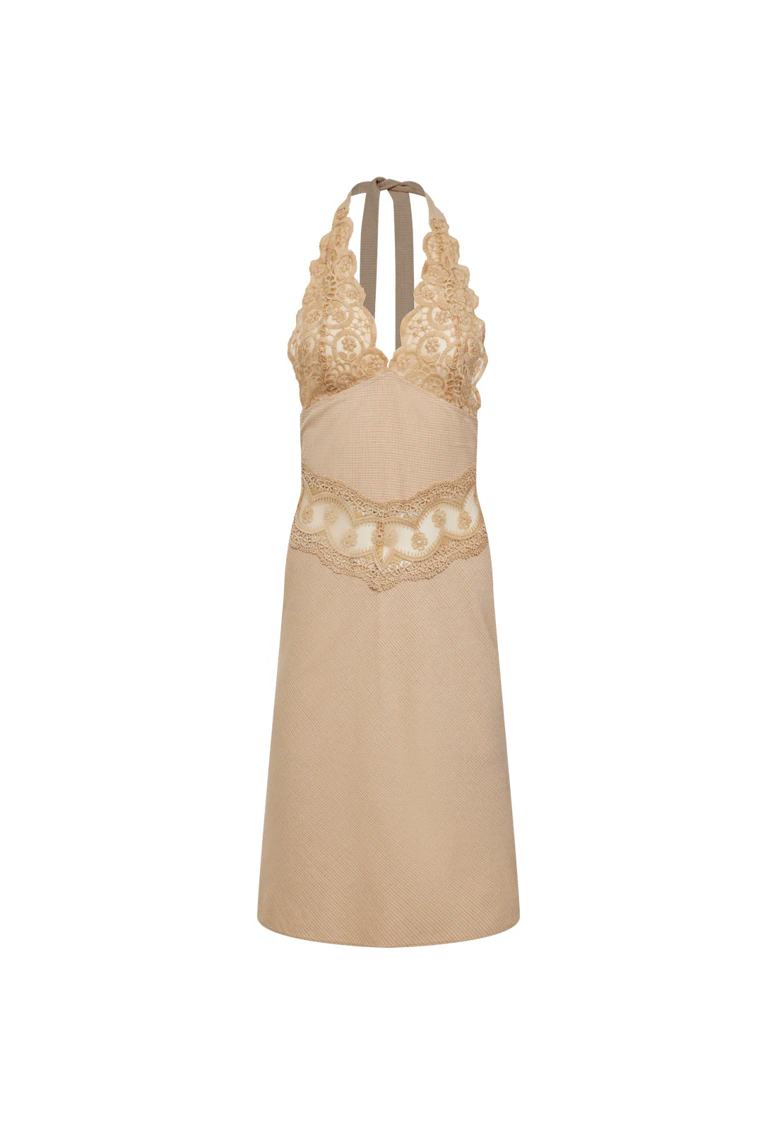 SOLANA MIDI DRESS - BEIGE PLAID - Image 5