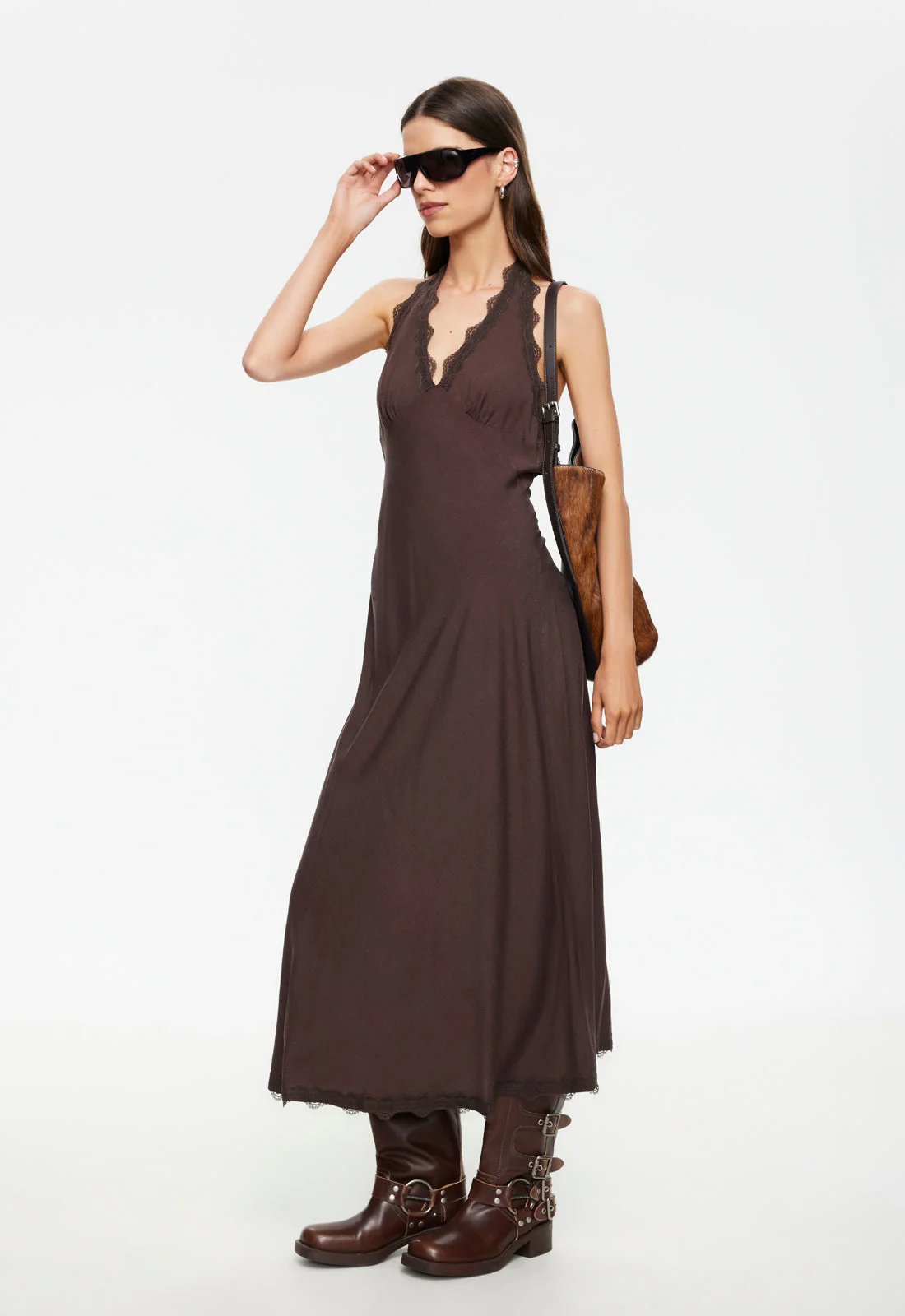 STARS ALIGN MIDI DRESS - BROWN - Image 3