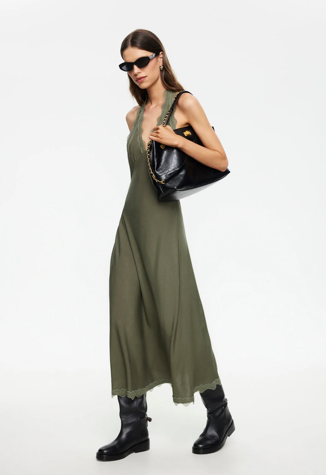 STARS ALIGN MIDI DRESS - KHAKI